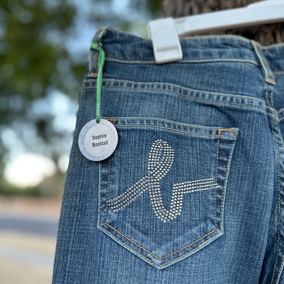 Bebe Rhinestone Pockets Y2K Vintage Blue Denim Jeans - Picture 2 of 7